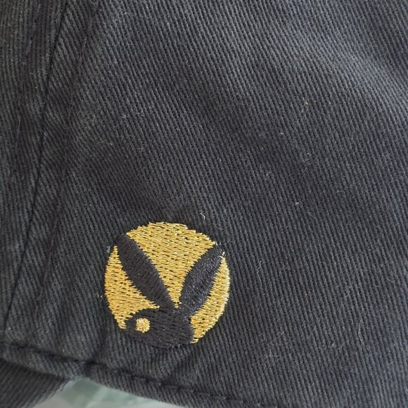 Playboy Lids Black Strapback Hat Cap Cotton Embroidery Metal Bunny Adjustable - Picture 6 of 15